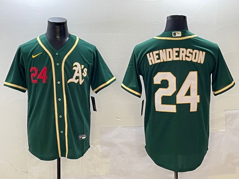 Men Oakland Athletics #24 Henderson Green Game 2025 Nike MLB Jersey style 7->oakland athletics->MLB Jersey
